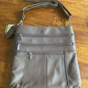 Stylish Taupe Leather Bag.